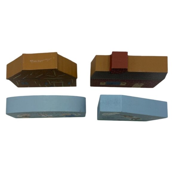 Three Little Pigs Wood Shelf Sitters The Cats Meow Village 1997 Vintage -Retired - Picture 10 of 16